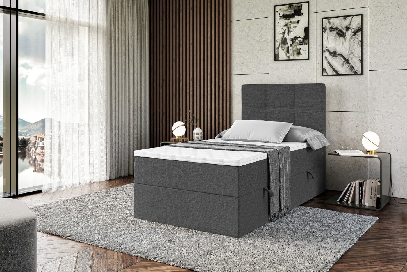 ALTDECOR Boxspringbett Marce (Multipocket-Matratze H4. H3 Matratze Bonellfederung. Topper. Kopfteil) von ALTDECOR