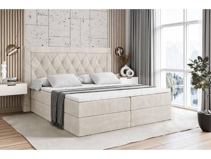 ALTDECOR Boxspringbett NOEL (Multipocket-Matratze H4. H3 Matratze Bonellfederung. Topper. Kopfteil), beige braun, Beige Casablanca von ALTDECOR