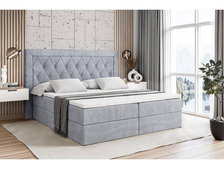ALTDECOR Boxspringbett NOEL (Multipocket-Matratze H4. H3 Matratze Bonellfederung. Topper. Kopfteil), grau, Grau Monolith von ALTDECOR