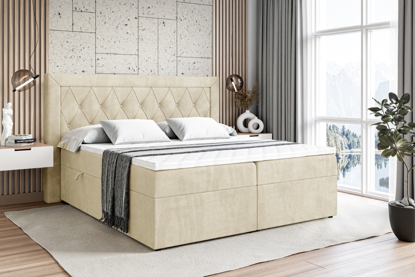 ALTDECOR Boxbett NOEL (Multipocket-Matratze H4. H3 Matratze Bonellfederung. Topper. Kopfteil) von ALTDECOR