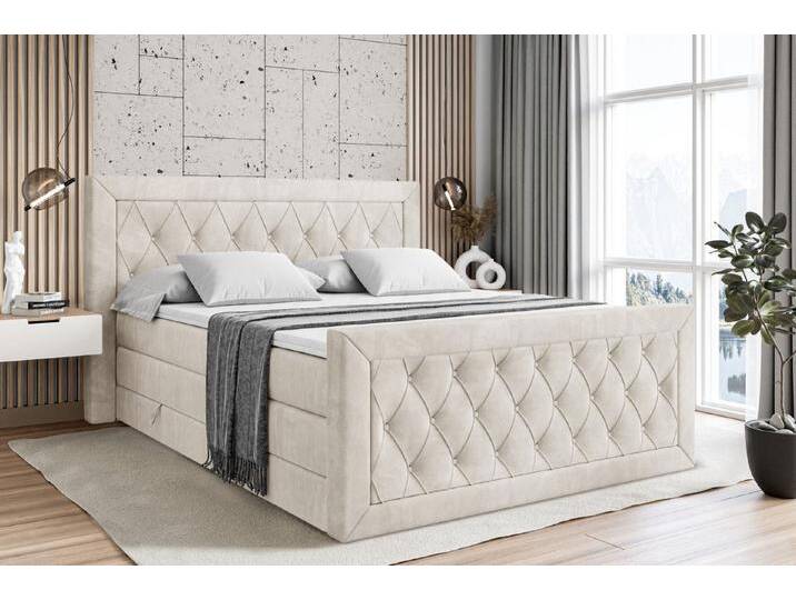 ALTDECOR Boxspringbett NOEL-Z KING (Multipocket-Matratze H4 und H3 Matratze Bonellfederung Topper Kopfteil), beige braun, Beige Casablanca von ALTDECOR