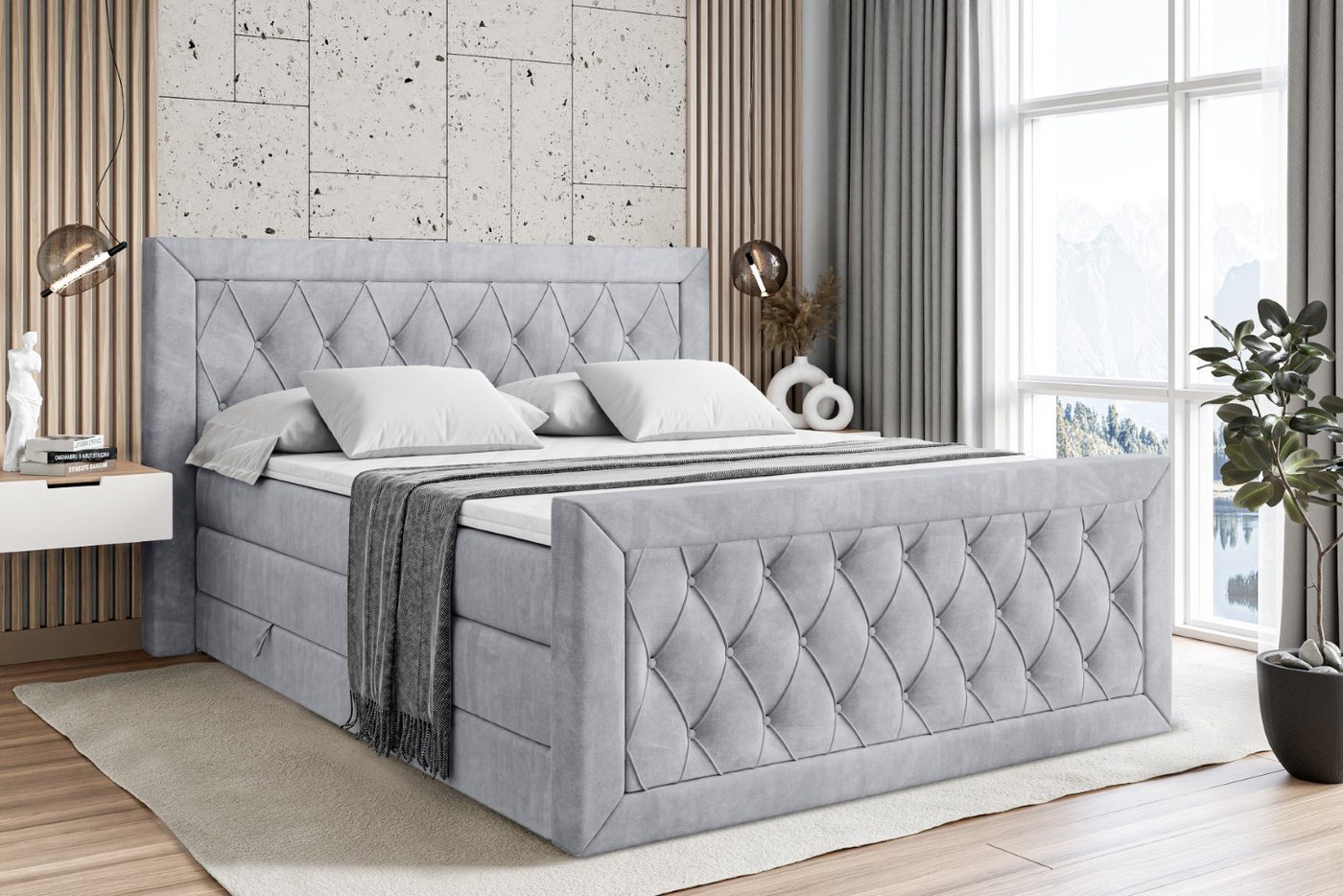 ALTDECOR Boxspringbett NOEL-Z KING (Multipocket-Matratze H4 und H3 Matratze Bonellfederung Topper Kopfteil) von ALTDECOR