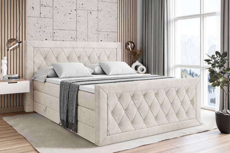 ALTDECOR Boxspringbett NOEL-Z KING (Multipocket-Matratze H4 und H3 Matratze Bonellfederung Topper Kopfteil) von ALTDECOR