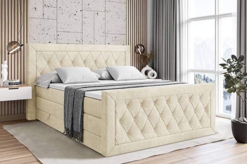 ALTDECOR Boxspringbett NOEL-Z KING (Multipocket-Matratze H4 und H3 Matratze Bonellfederung Topper Kopfteil) von ALTDECOR