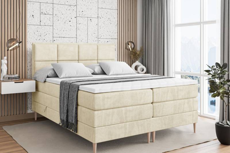 ALTDECOR Boxspringbett NOVA-F KING (Multipocket-Matratze H4, H3 Matratze Bonellfederung, Topper, Kopfteil) von ALTDECOR