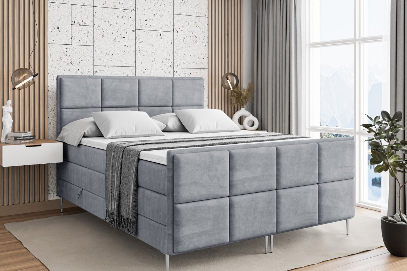 ALTDECOR Boxspringbett NOVA-F-Z KING (Multipocket-Matratze H4, H3 Matratze Bonellfederung, Topper, Kopfteil) von ALTDECOR