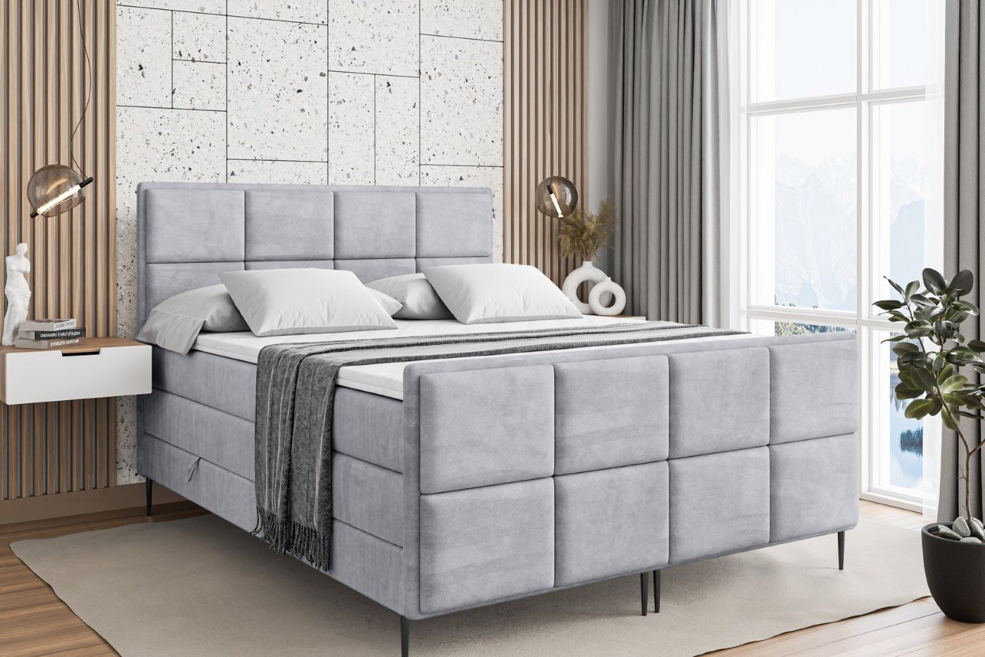 ALTDECOR Boxspringbett NOVA-F-Z KING (Multipocket-Matratze H4, H3 Matratze Bonellfederung, Topper, Kopfteil) von ALTDECOR