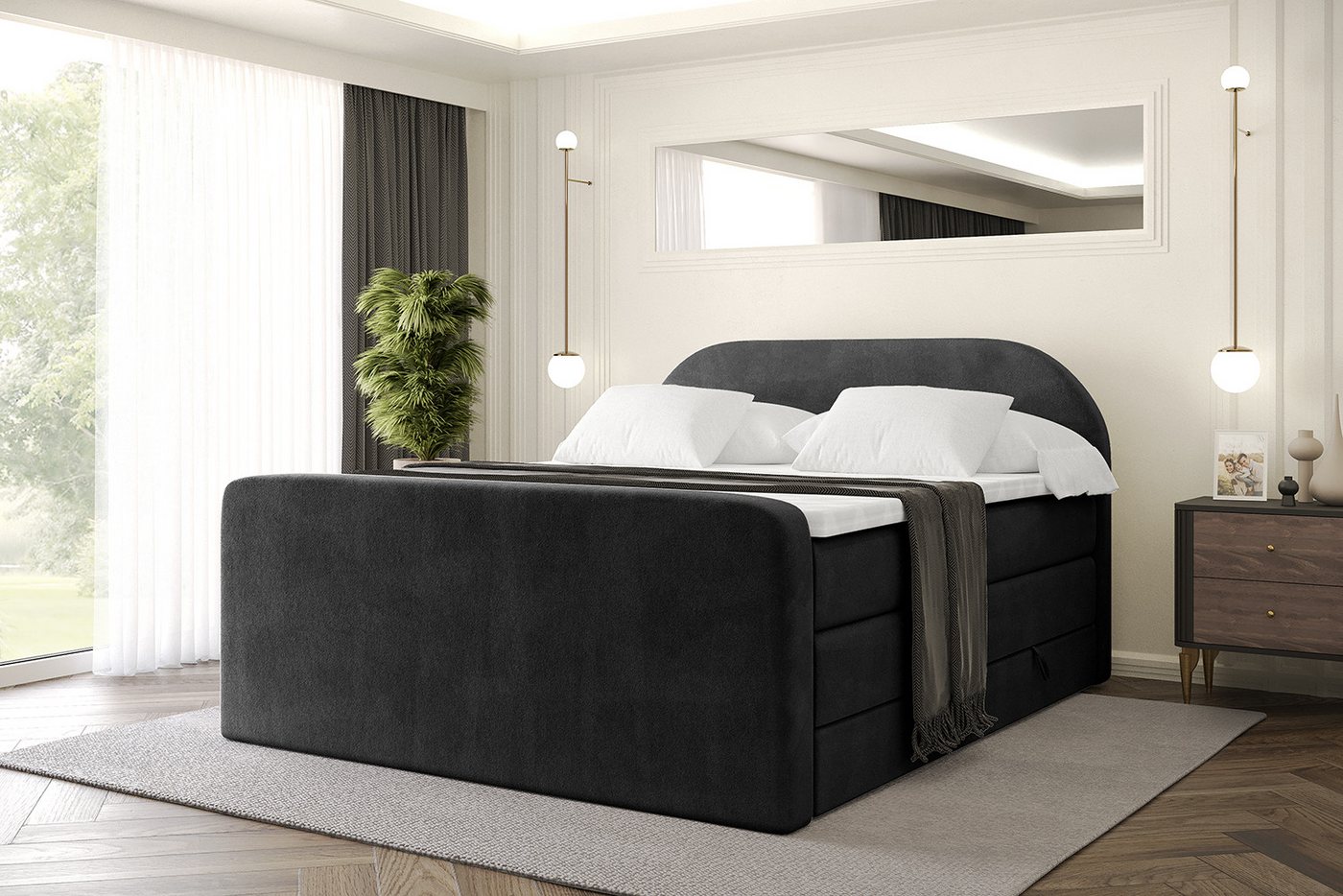 ALTDECOR Boxspringbett NOX-Z KING (Multipocket-Matratze H4, H3 Matratze Bonellfederung, Topper, Kopfteil), Doppelbett mit Fußteil von ALTDECOR