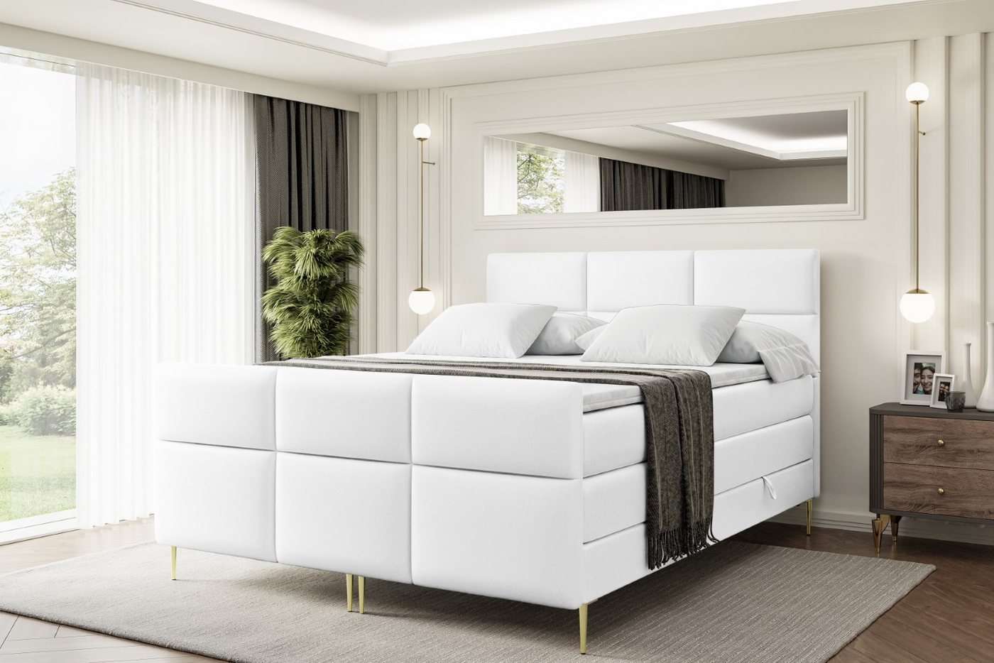 ALTDECOR Boxspringbett OHIO-F-Z KING (Multipocket-Matratze H4, H3 Matratze Bonellfederung, Topper, Kopfteil) von ALTDECOR