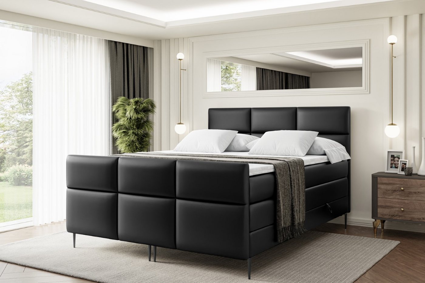 ALTDECOR Boxspringbett OHIO-F-Z KING (Multipocket-Matratze H4, H3 Matratze Bonellfederung, Topper, Kopfteil) von ALTDECOR