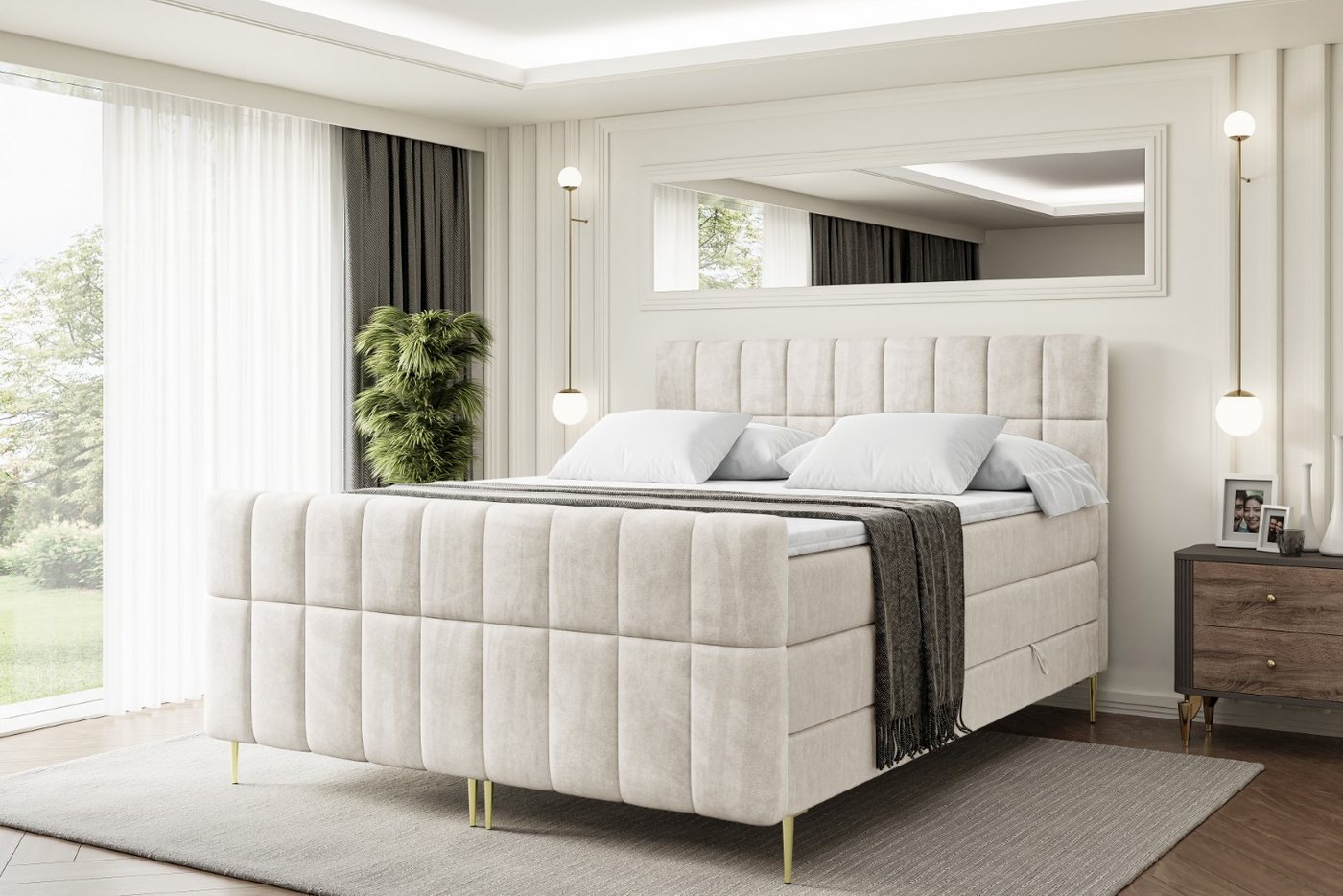 ALTDECOR Boxspringbett OHIO-F-Z KING (Multipocket-Matratze H4, H3 Matratze Bonellfederung, Topper, Kopfteil) von ALTDECOR