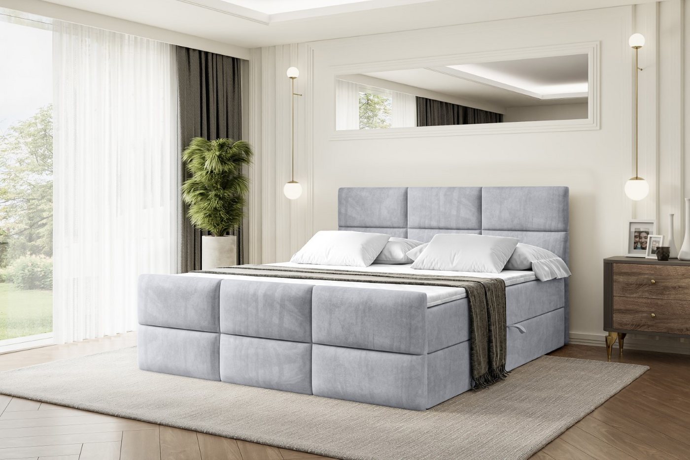 ALTDECOR Boxspringbett OHIO-Z (Multipocket-Matratze H4, H3 Matratze Bonellfederung, Topper, Kopfteil) von ALTDECOR