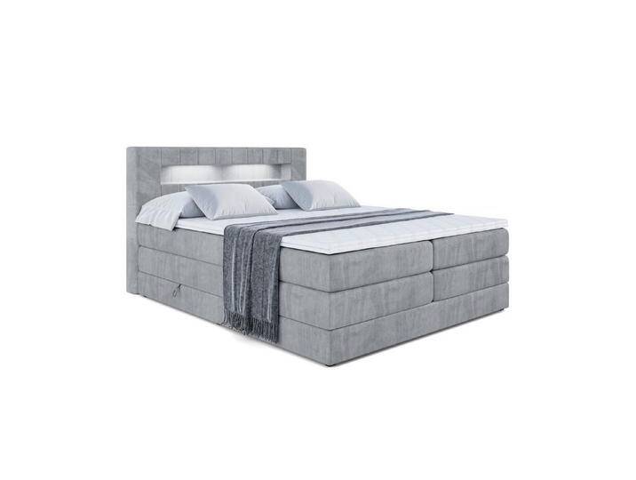 ALTDECOR Boxspringbett ORGOL KING (Multipocket H4 und H3 Matratze Bonellfederung Topper Kopfteil mit LED), grau, Grau Casablanca von ALTDECOR