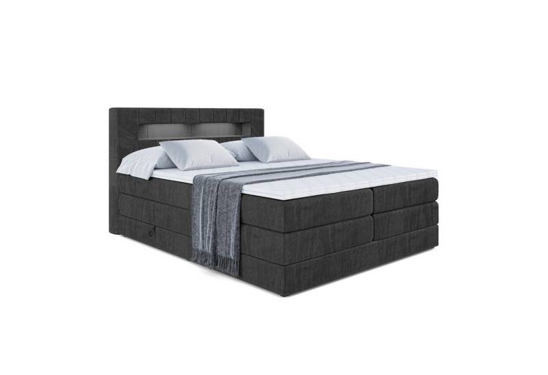 ALTDECOR Boxspringbett ORGOL KING (Multipocket H4 und H3 Matratze Bonellfederung Topper Kopfteil mit LED) von ALTDECOR