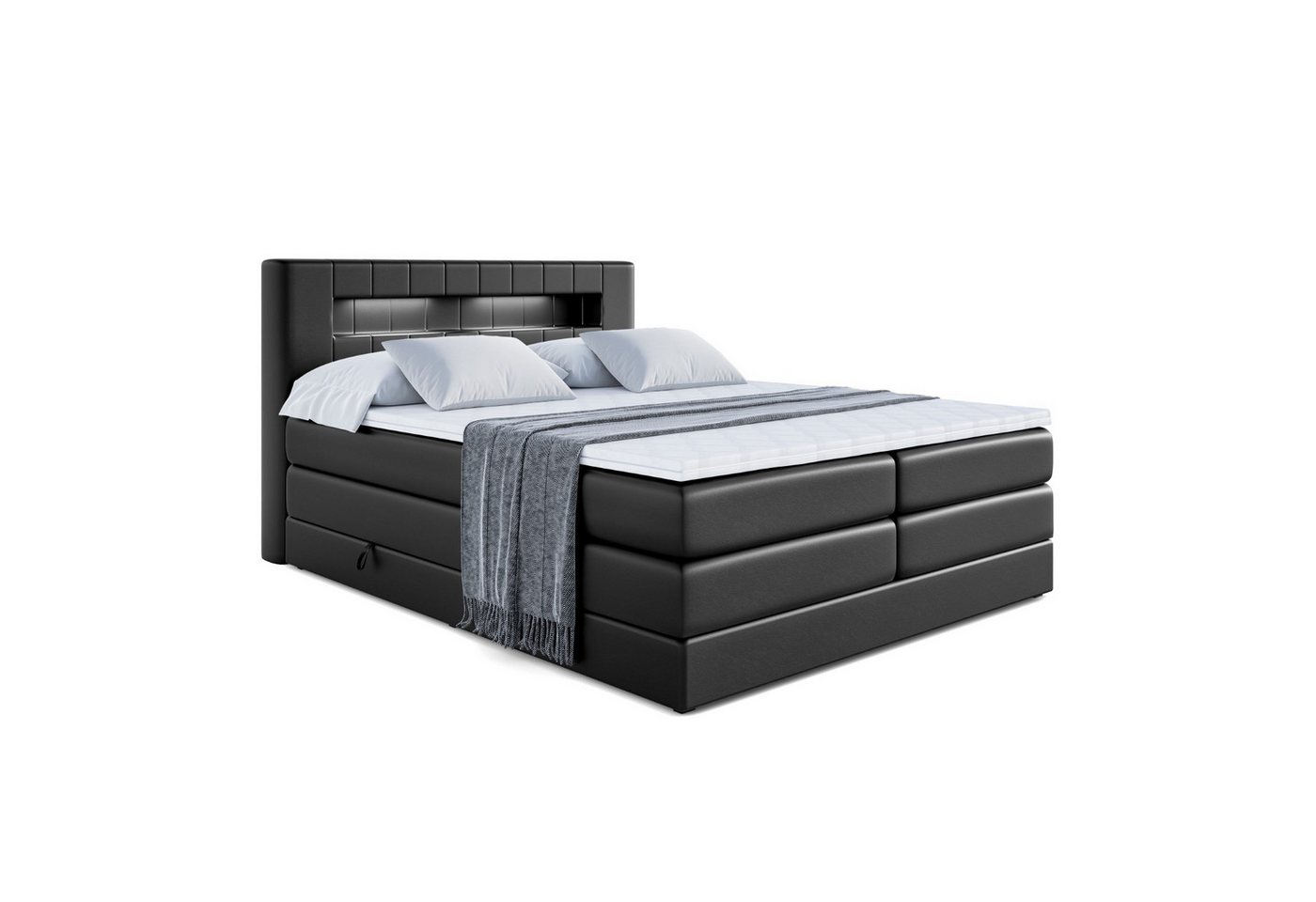 ALTDECOR Boxspringbett ORGOL KING (Multipocket H4 und H3 Matratze Bonellfederung Topper Kopfteil mit LED) von ALTDECOR