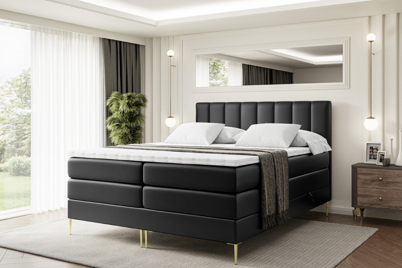 ALTDECOR Boxspringbett OTTA-F KING (Multipocket-Matratze H4, H3 Matratze Bonellfederung, Topper, Kopfteil) von ALTDECOR