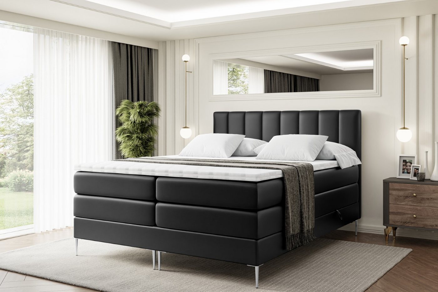 ALTDECOR Boxspringbett OTTA-F KING (Multipocket-Matratze H4, H3 Matratze Bonellfederung, Topper, Kopfteil) von ALTDECOR