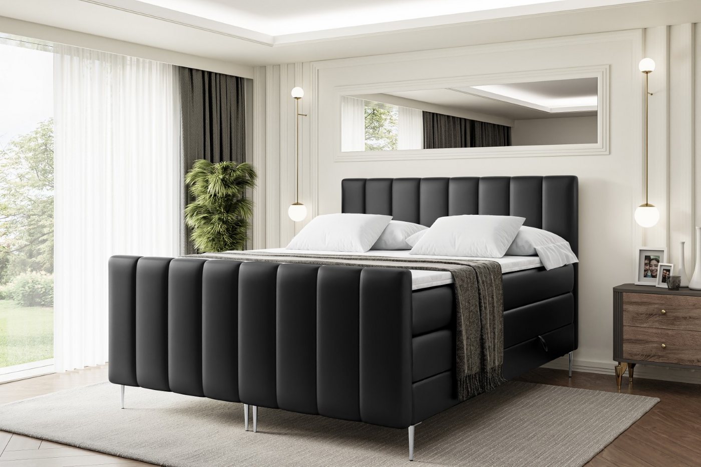 ALTDECOR Boxspringbett OTTA-F-Z KING (Multipocket-Matratze H4, H3 Matratze Bonellfederung, Topper, Kopfteil) von ALTDECOR