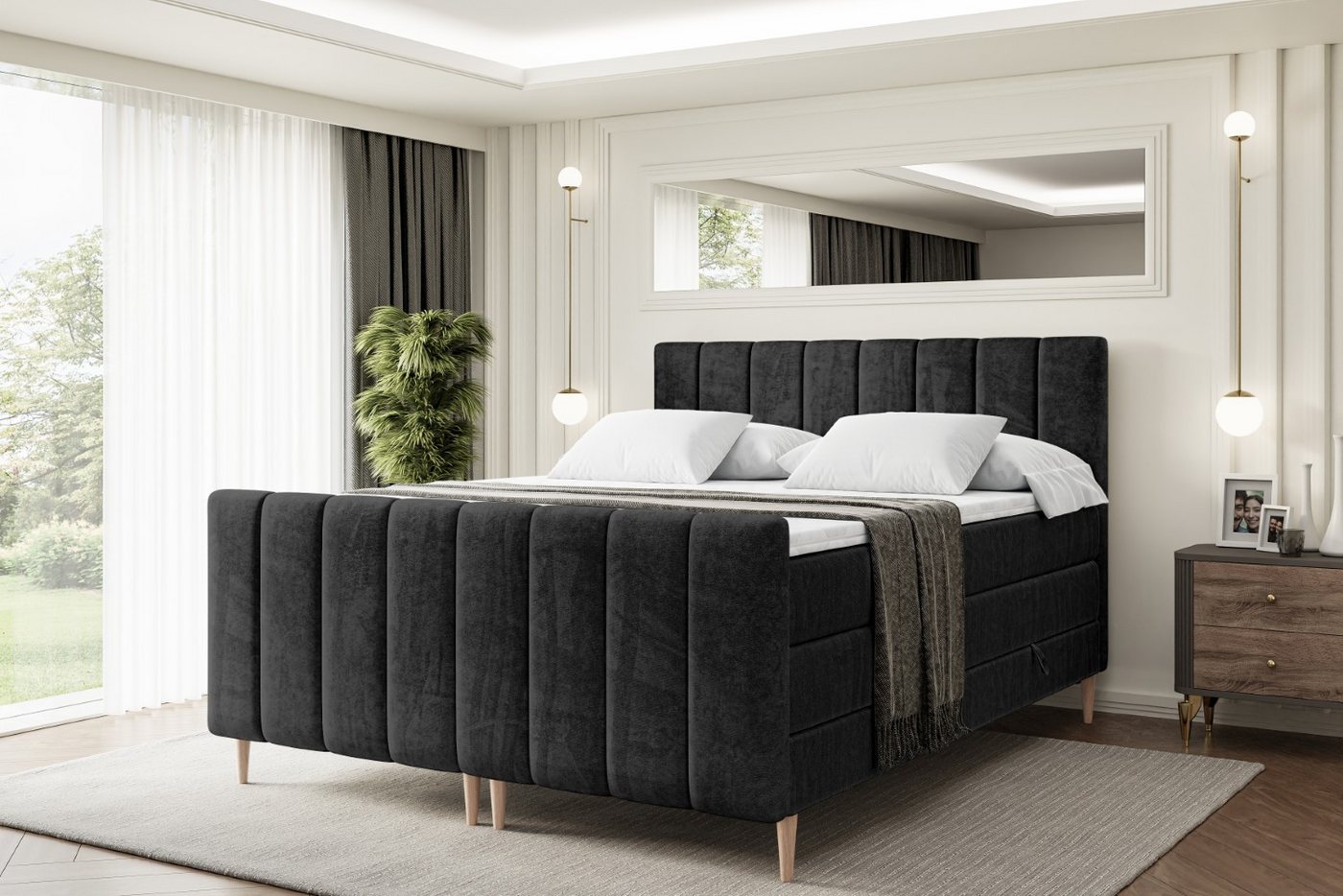 ALTDECOR Boxspringbett OTTA-F-Z KING (Multipocket-Matratze H4, H3 Matratze Bonellfederung, Topper, Kopfteil) von ALTDECOR