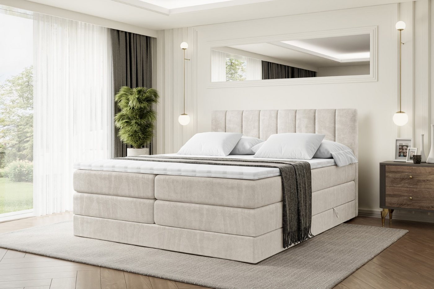 ALTDECOR Boxspringbett OTTA KING (Multipocket-Matratze H4, H3 Matratze Bonellfederung, Topper, Kopfteil) von ALTDECOR