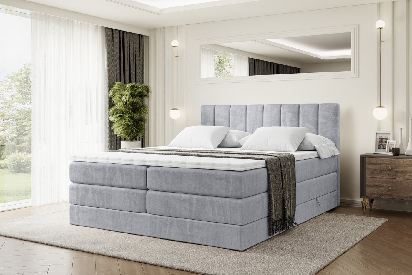 ALTDECOR Boxspringbett OTTA KING (Multipocket-Matratze H4 und H3 Matratze Bonellfederung Topper Kopfteil) von ALTDECOR