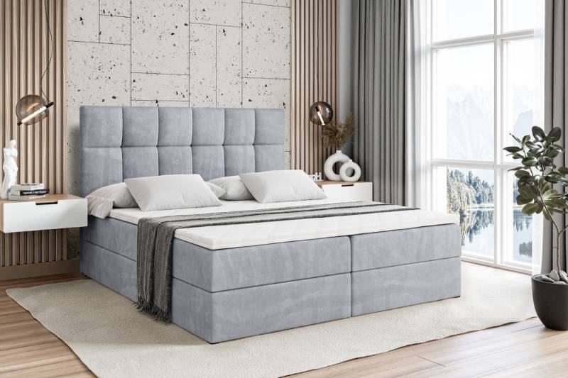 ALTDECOR Boxbett RICAR (mit Matratze Lattenrost Topper Polsterbett mit Bettkasten Doppelbett), H4 Multipocket / H3 Bonellfederung, Springboxbett Boxspringbett von ALTDECOR