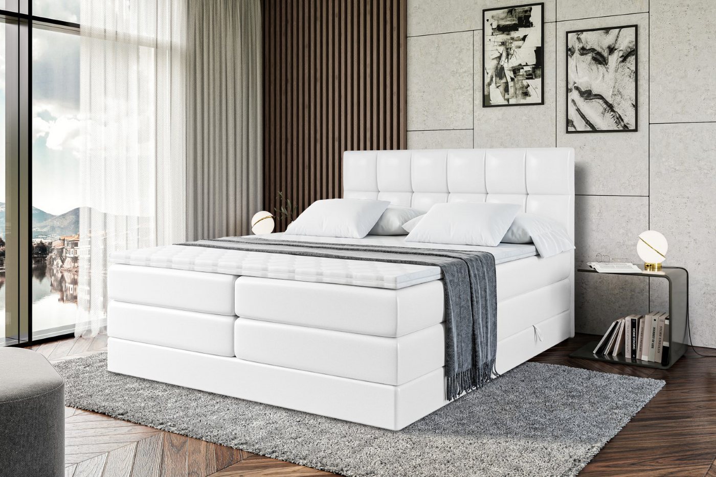ALTDECOR Boxspringbett RICAR KING (mit Matratze und Lattenrost Topper Polsterbett mit Bettkasten Boxbett), H4 Multipocket, H3 Bonellfederung, Doppelbett Springboxbett von ALTDECOR