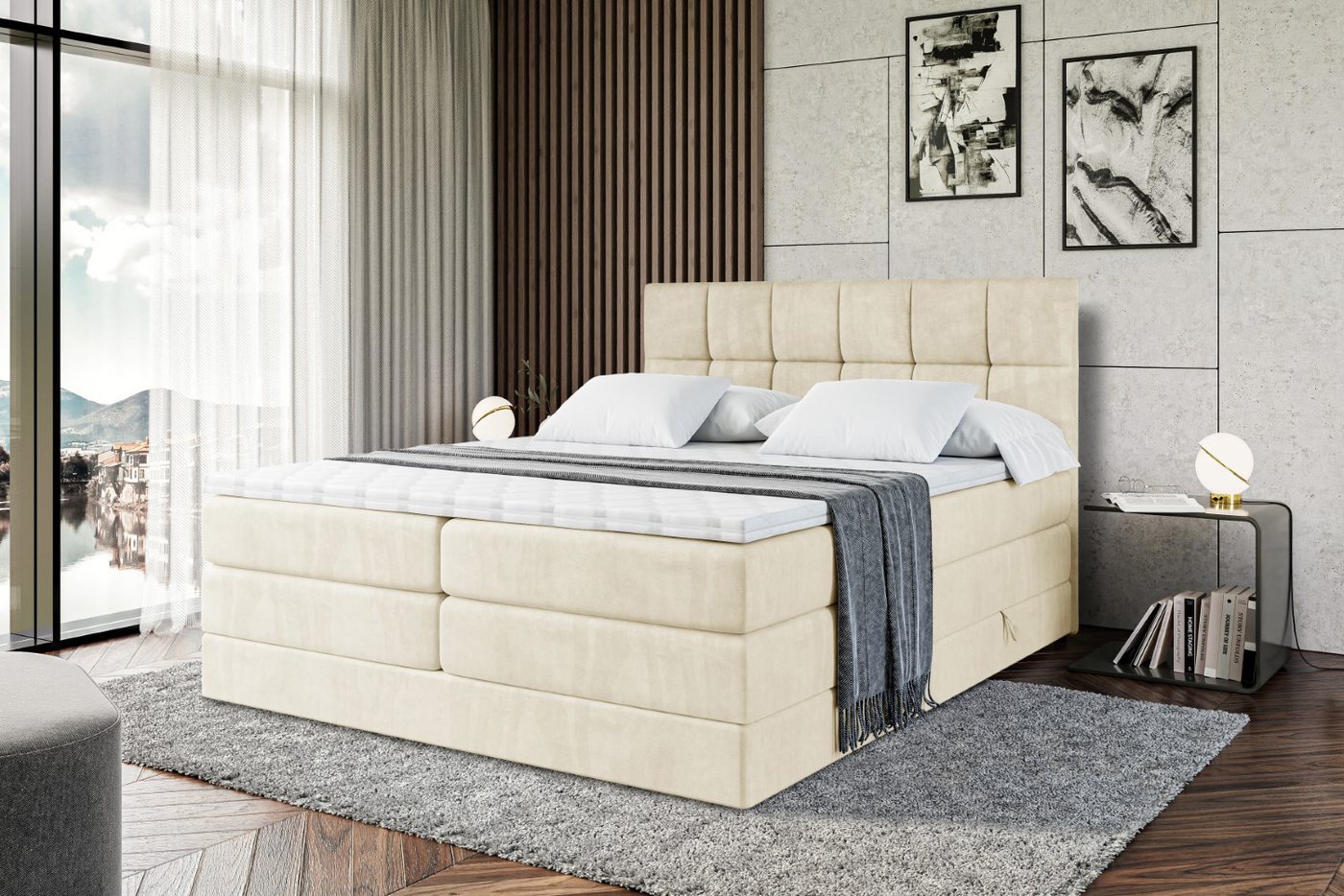 ALTDECOR Boxspringbett RICAR KING (Multipocket-Matratze H4 und H3 Matratze Bonellfederung Topper Kopfteil) von ALTDECOR