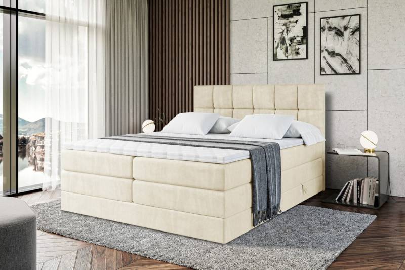 ALTDECOR Boxspringbett RICAR KING (mit Matratze und Lattenrost Topper Polsterbett mit Bettkasten Boxbett), H4 Multipocket, H3 Bonellfederung, Doppelbett Springboxbett von ALTDECOR