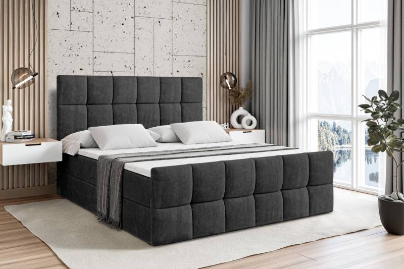 ALTDECOR Boxbett RICAR-Z (mit Matratze Lattenrost Topper Polsterbett mit Bettkasten Doppelbett), H4 Multipocket / H3 Bonellfederung, Springboxbett Boxspringbett von ALTDECOR