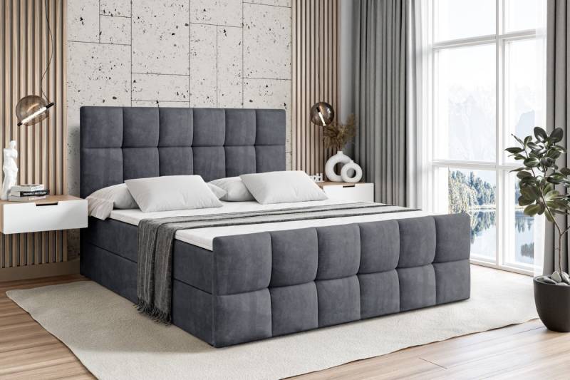 ALTDECOR Boxbett RICAR-Z (mit Matratze Lattenrost Topper Polsterbett mit Bettkasten Doppelbett), H4 Multipocket / H3 Bonellfederung, Springboxbett Boxspringbett von ALTDECOR