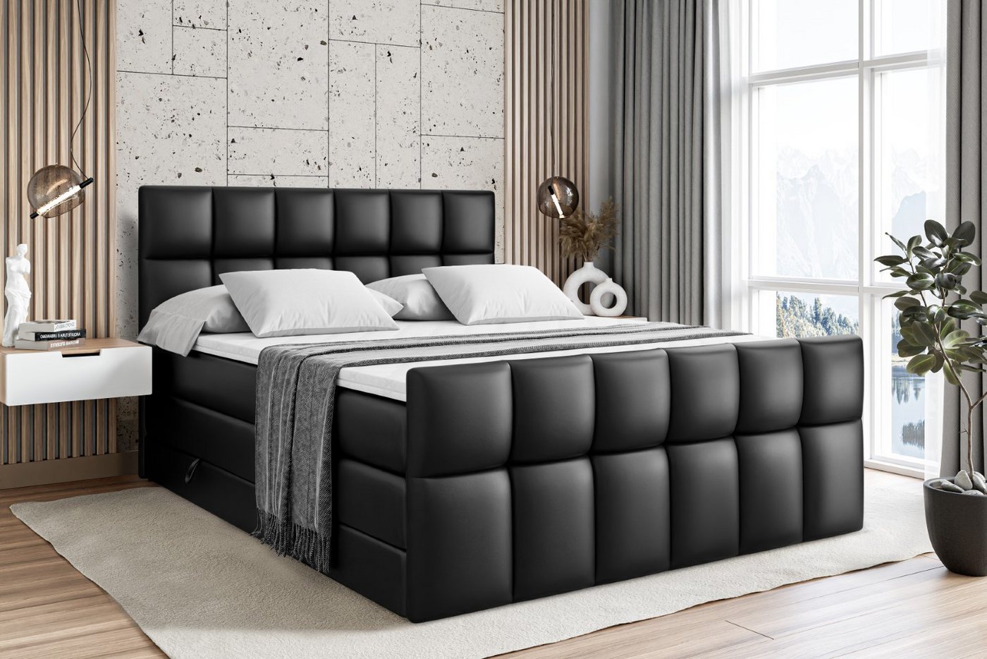 ALTDECOR Boxspringbett RICAR-Z KING (mit Matratze und Lattenrost Topper Polsterbett mit Bettkasten Boxbett), H4 Multipocket, H3 Bonellfederung, Doppelbett Springboxbett von ALTDECOR