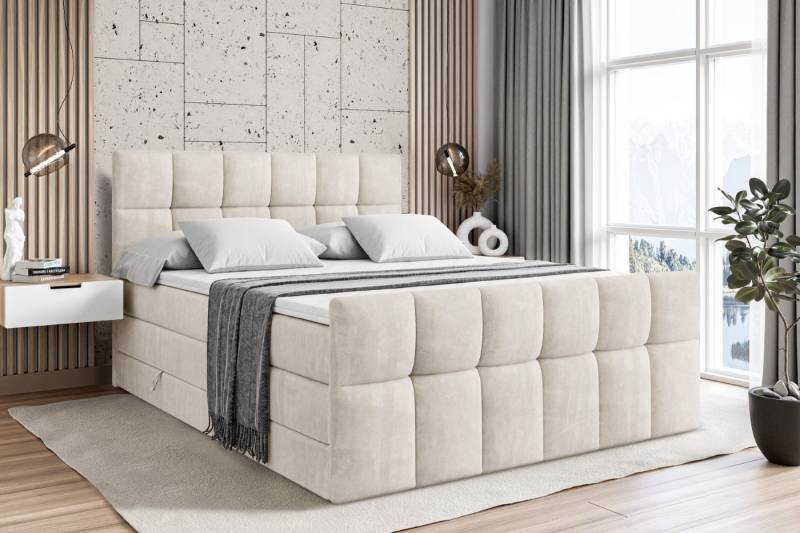 ALTDECOR Boxspringbett RICAR-Z KING (mit Matratze und Lattenrost Topper Polsterbett mit Bettkasten Boxbett), H4 Multipocket, H3 Bonellfederung, Doppelbett Springboxbett von ALTDECOR