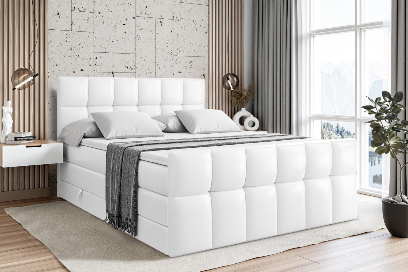 ALTDECOR Boxspringbett RICAR-Z KING (Multipocket-Matratze H4 und H3 Matratze Bonellfederung Topper Kopfteil) von ALTDECOR