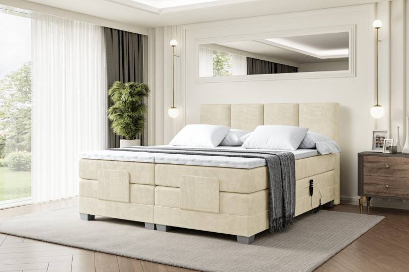 ALTDECOR Boxspringbett ROKS EL (Elektrisch verstellbar H4/Multipocket H3/Bonellfederung Matratz Topper) von ALTDECOR