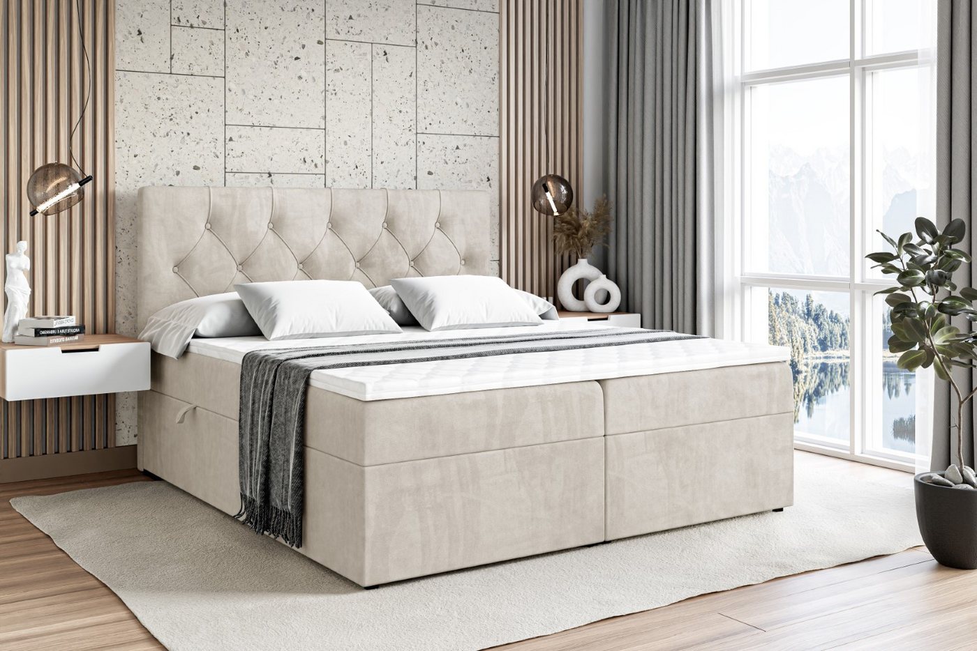 ALTDECOR Boxbett MIRAGE (Multipocket-Matratze H4, H3 Matratze Bonellfederung, Topper, Kopfteil) von ALTDECOR