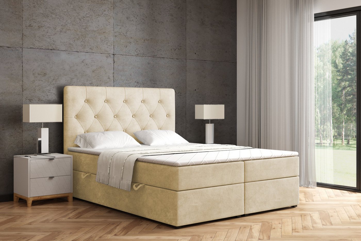 ALTDECOR Boxspringbett ROMI (Multipocket-Matratze H4. H3 Matratze Bonellfederung. Topper. Kopfteil) von ALTDECOR