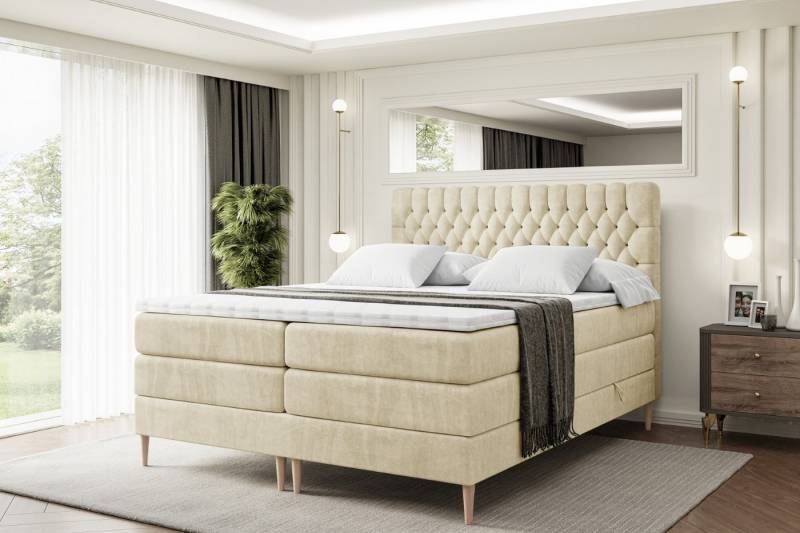 ALTDECOR Boxspringbett SERENE-F KING (Multipocket-Matratze H4, H3 Matratze Bonellfederung, Topper, Kopfteil) von ALTDECOR