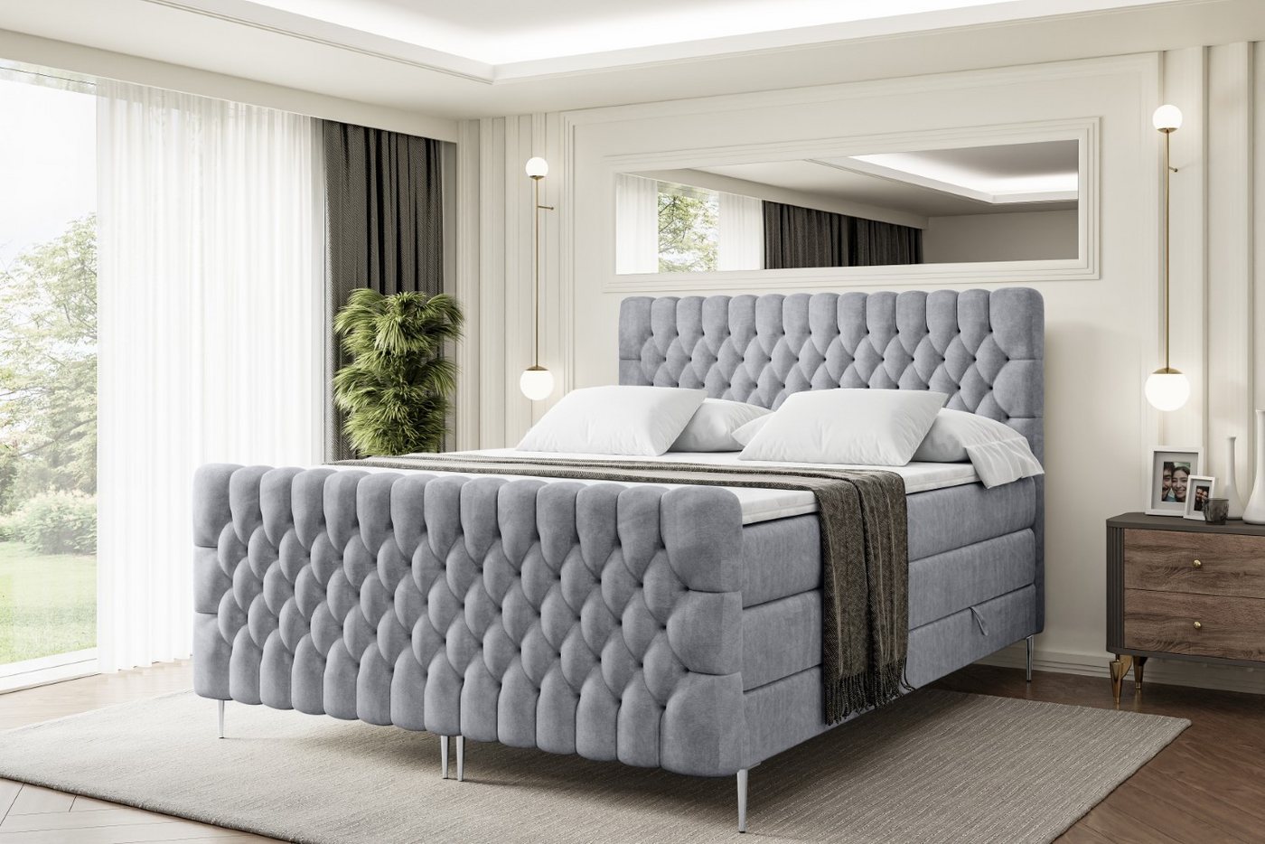 ALTDECOR Boxspringbett SERENE-F-Z KING (Multipocket-Matratze H4, H3 Matratze Bonellfederung, Topper, Kopfteil) von ALTDECOR