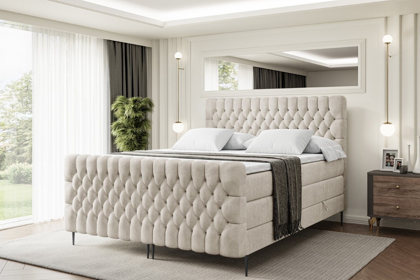ALTDECOR Boxspringbett SERENE-F-Z KING (Multipocket-Matratze H4, H3 Matratze Bonellfederung, Topper, Kopfteil) von ALTDECOR
