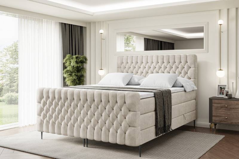 ALTDECOR Boxspringbett SERENE-F-Z KING (Multipocket-Matratze H4, H3 Matratze Bonellfederung, Topper, Kopfteil) von ALTDECOR
