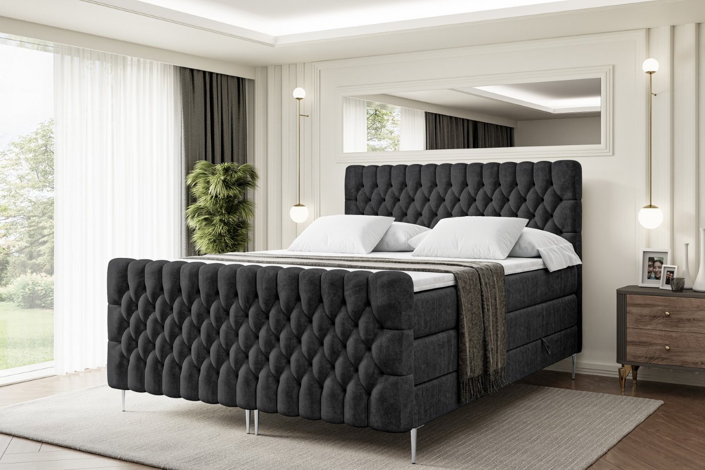 ALTDECOR Boxspringbett SERENE-F-Z KING (Multipocket-Matratze H4, H3 Matratze Bonellfederung, Topper, Kopfteil) von ALTDECOR