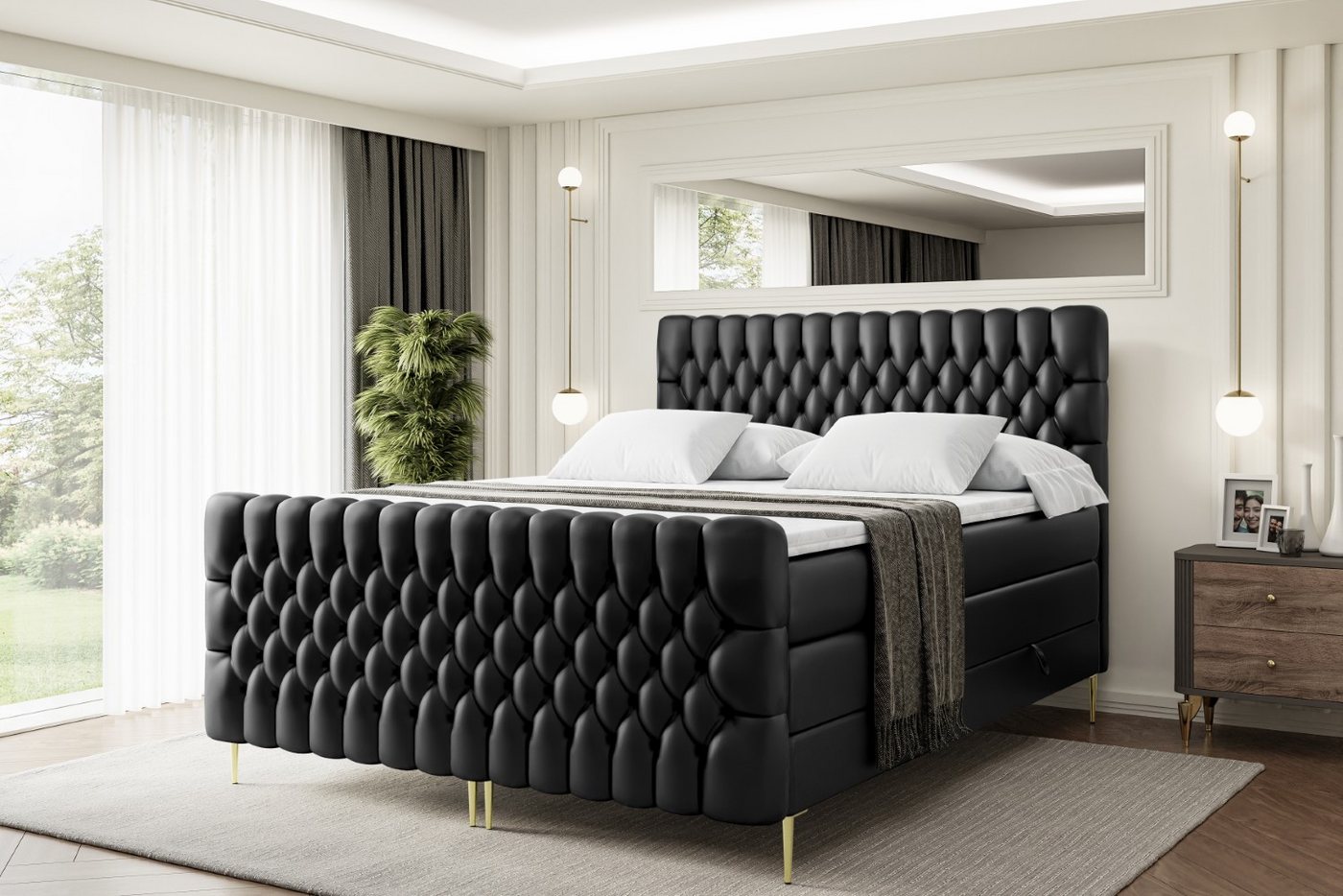 ALTDECOR Boxspringbett SERENE-F-Z KING (Multipocket-Matratze H4, H3 Matratze Bonellfederung, Topper, Kopfteil) von ALTDECOR