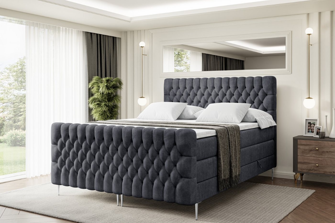 ALTDECOR Boxspringbett SERENE-F-Z KING (Multipocket-Matratze H4, H3 Matratze Bonellfederung, Topper, Kopfteil) von ALTDECOR