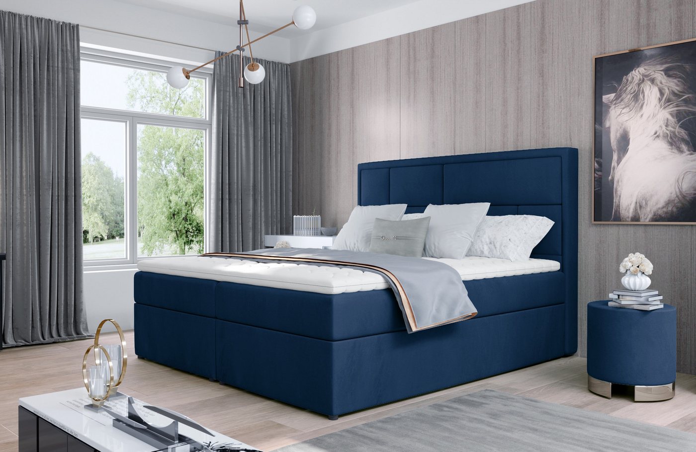 ALTDECOR Boxspringbett SOFIO (H3 Matratze Bonellfederung, Topper, Kopfteil, Bettkasten) von ALTDECOR