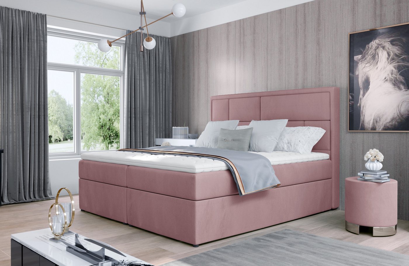 ALTDECOR Boxspringbett SOFIO (H3 Matratze Bonellfederung, Topper, Kopfteil, Bettkasten) von ALTDECOR