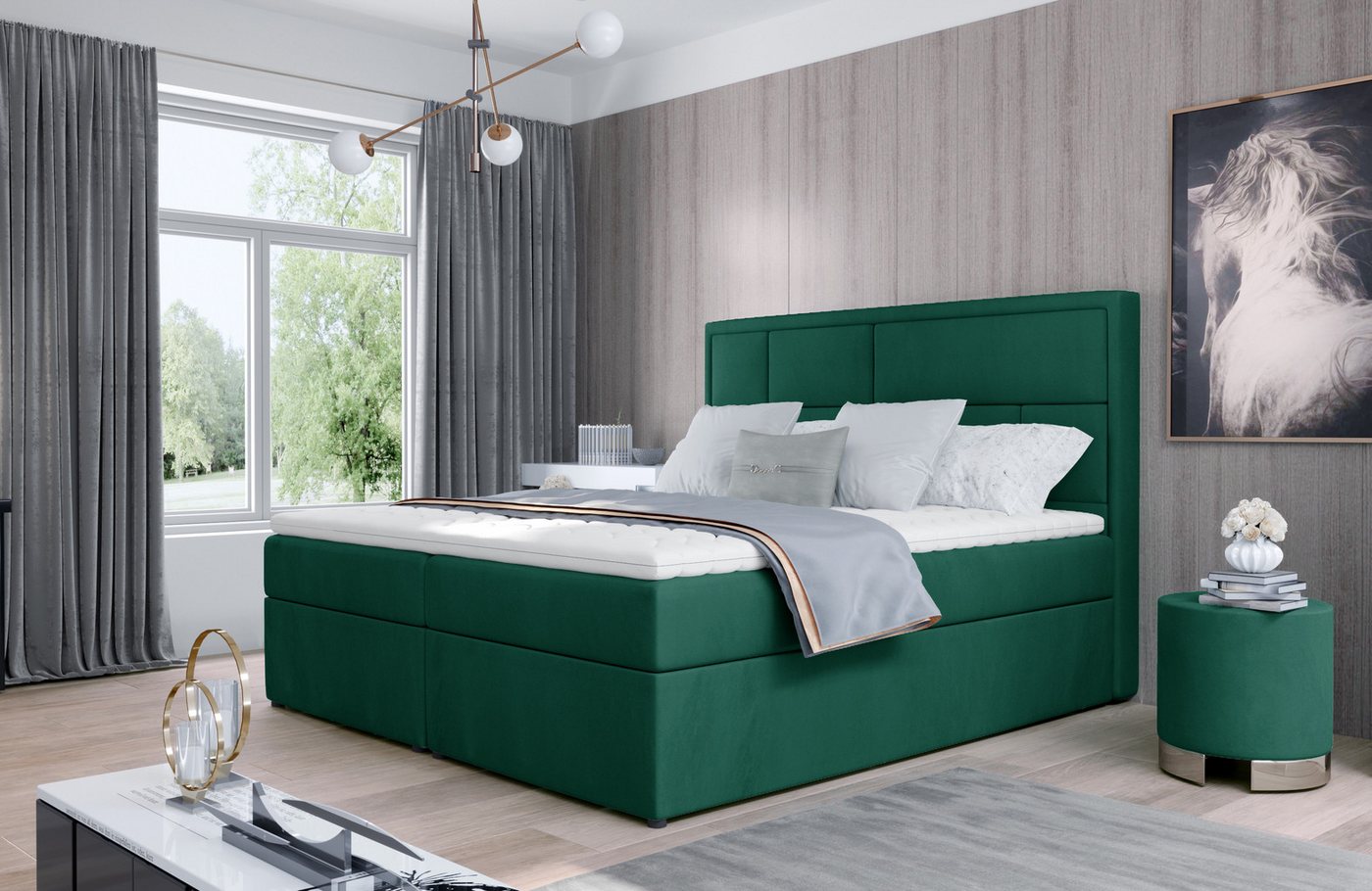 ALTDECOR Boxspringbett SOFIO (H3 Matratze Bonellfederung, Topper, Kopfteil, Bettkasten) von ALTDECOR