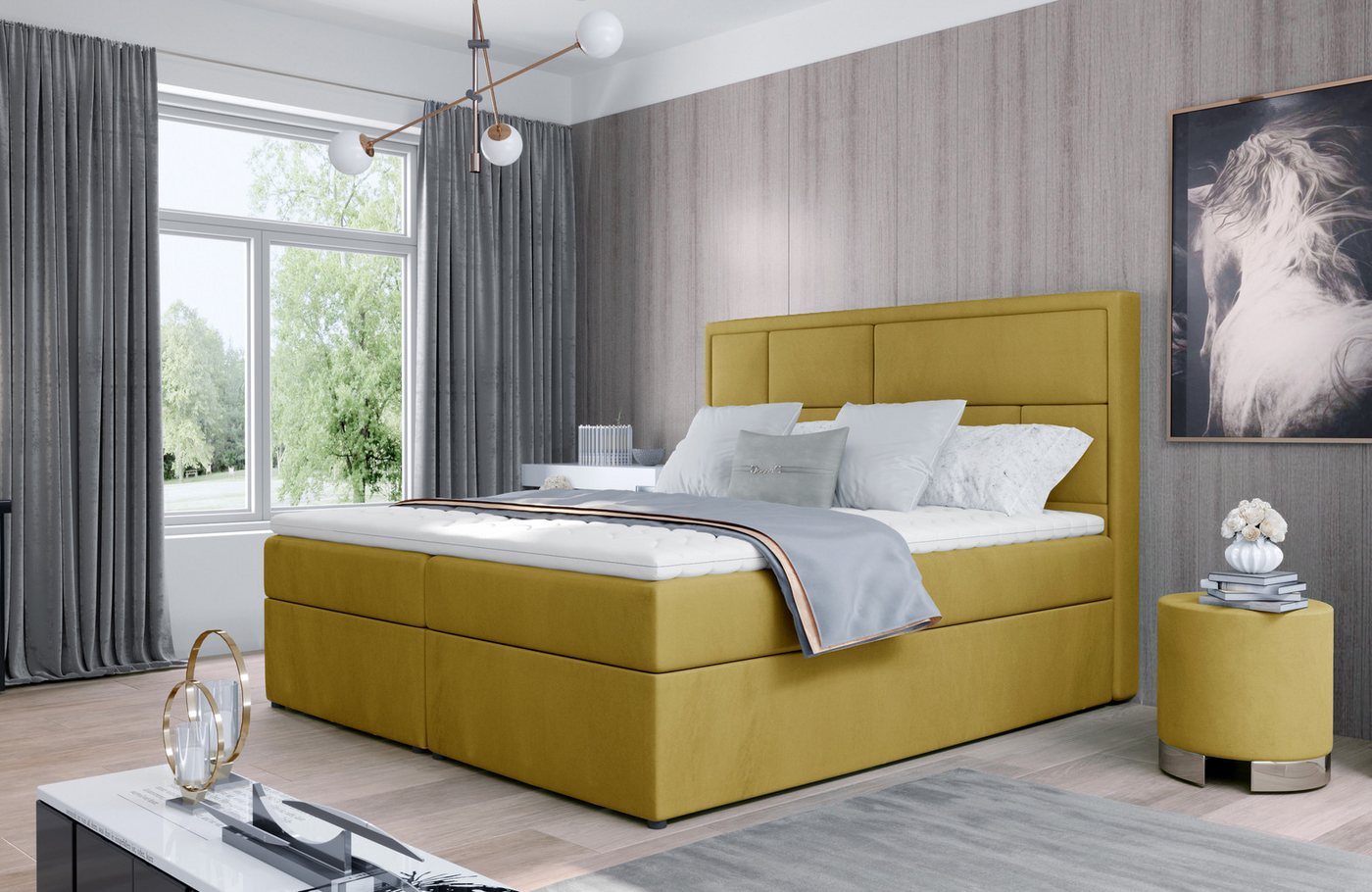 ALTDECOR Boxspringbett SOFIO (H3 Matratze Bonellfederung, Topper, Kopfteil, Bettkasten) von ALTDECOR