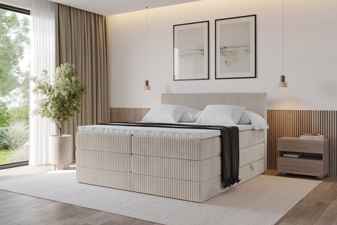 ALTDECOR Boxspringbett TOLO KING (Multipocket-Matratze H4, H3 Matratze Bonellfederung, Topper, Kopfteil) von ALTDECOR