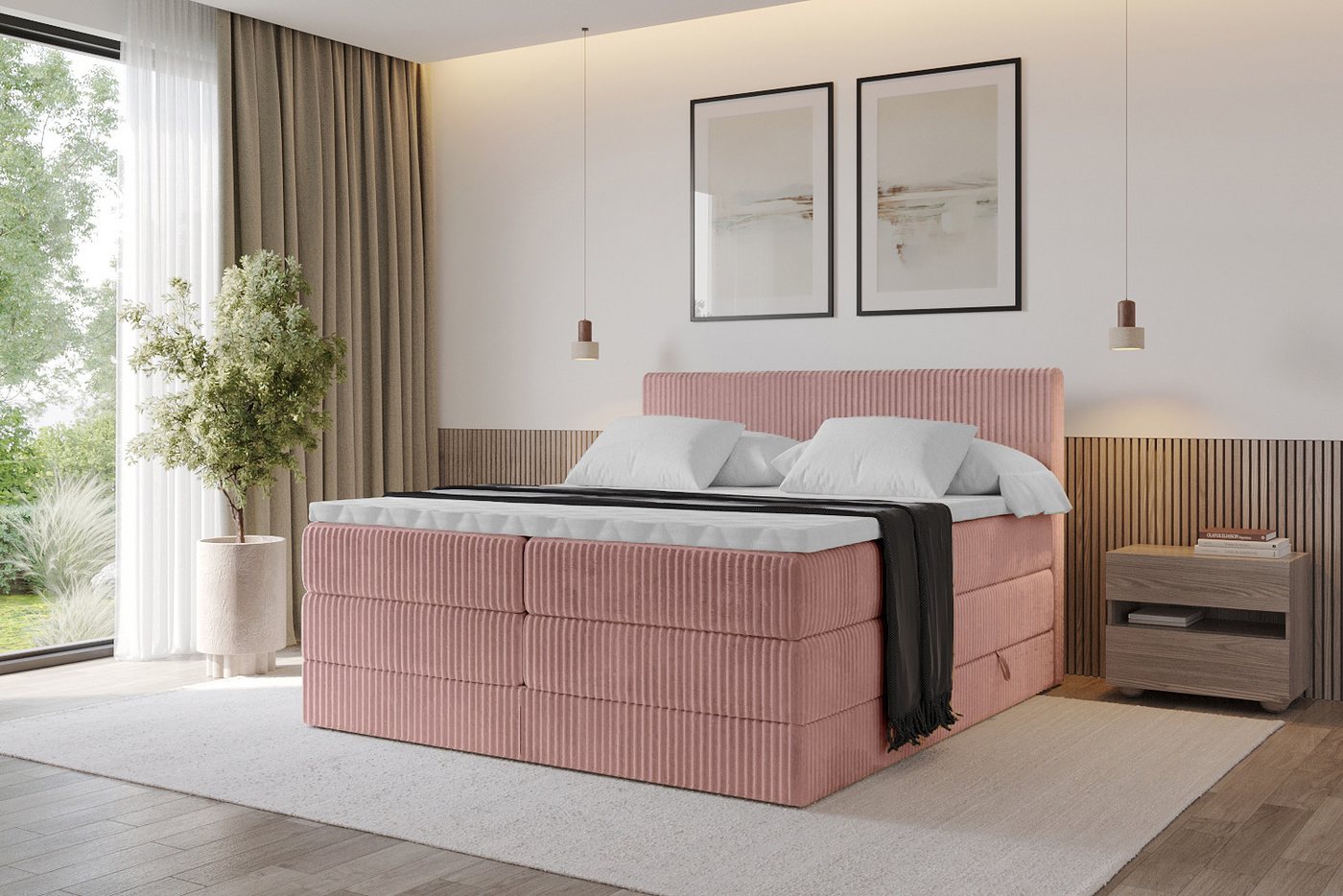 ALTDECOR Boxspringbett TOLO KING (Multipocket-Matratze H4, H3 Matratze Bonellfederung, Topper, Kopfteil) von ALTDECOR